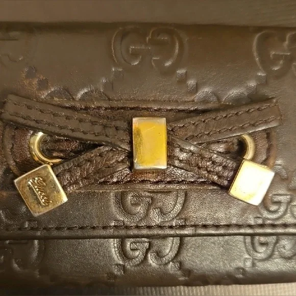 Gucci Brown Guccissima Leather 6 Hook Key Case Lace Up Corset Gold Vintage - Picture 4 of 8